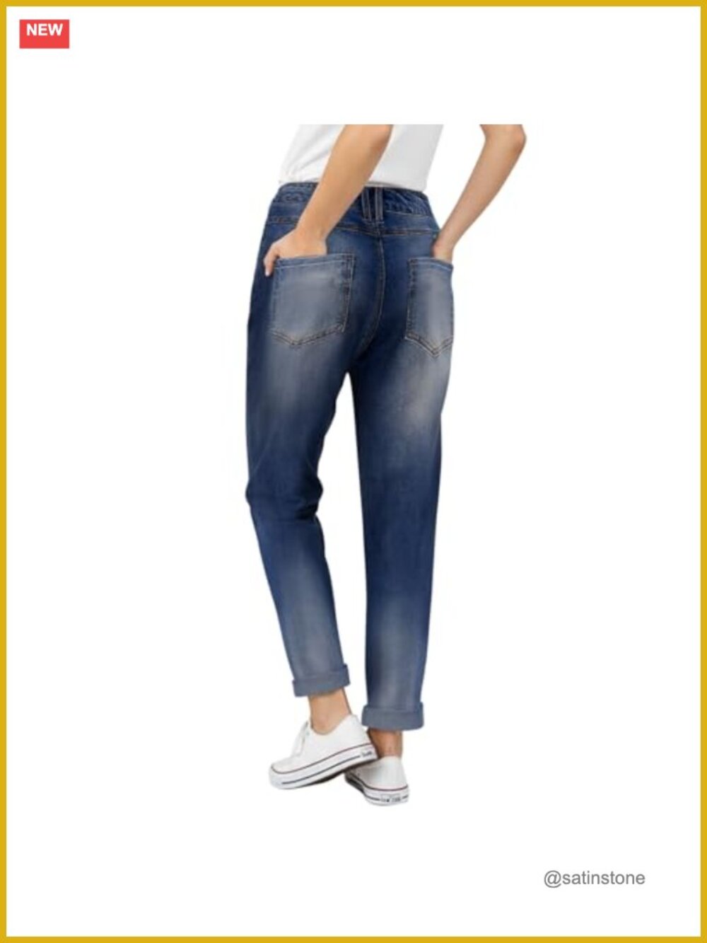 Straight Leg Jeans for Women Mid Rise Stretchy Casual Button Fly - Picture 3 of 6